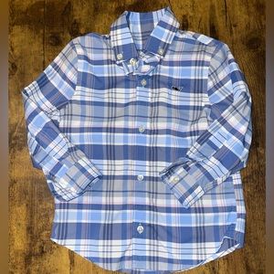 EUC 2t vineyard vines blue plaid performance button down
